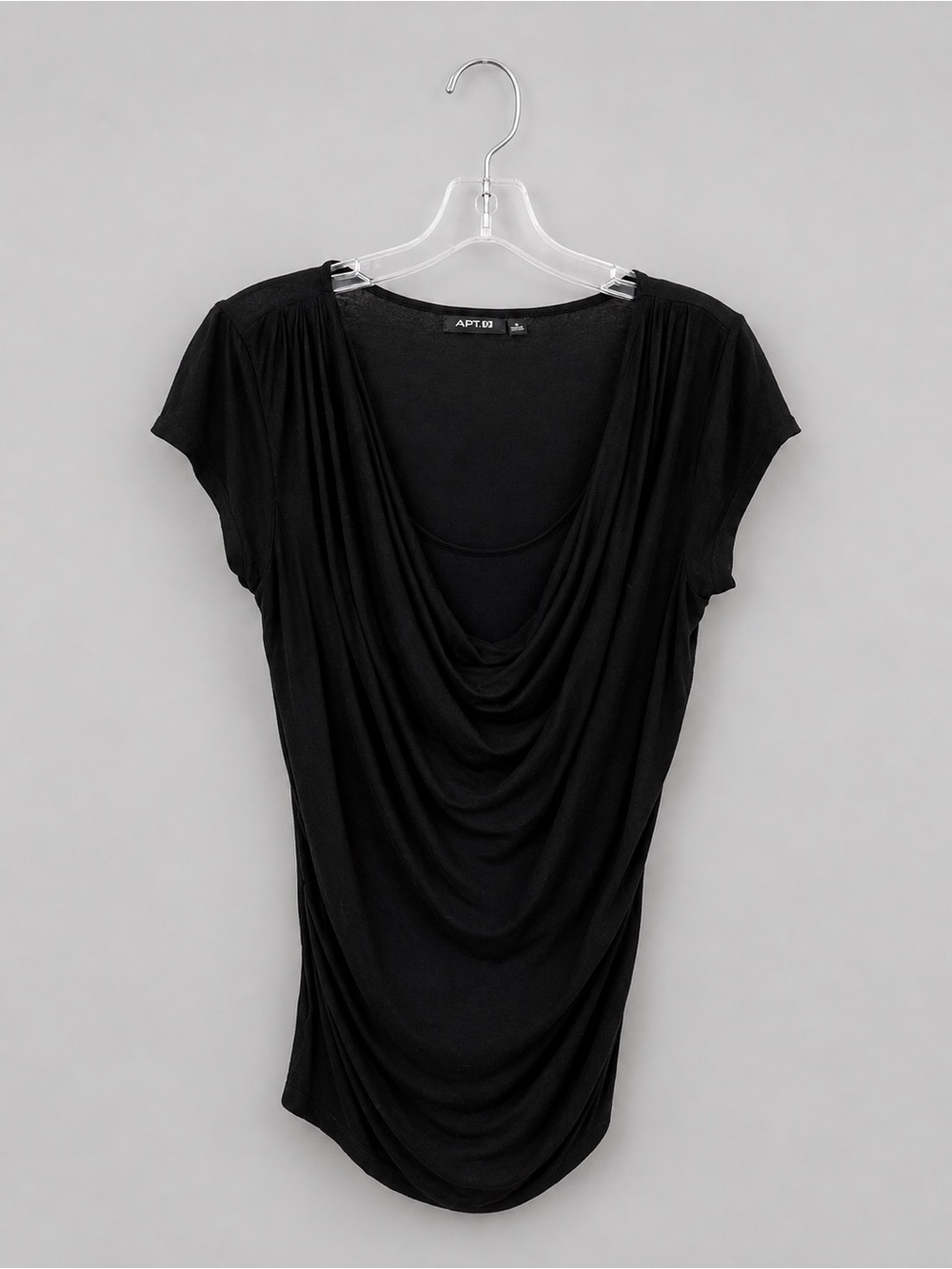 Apt. 9 Black Draped Scoop Neck Short Sleeve Tunic Top- Medium